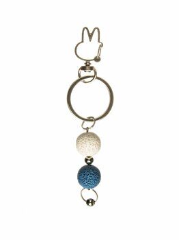 Брелок для ключей DARIFLY "С камнями, белый, синий", карабин кролик