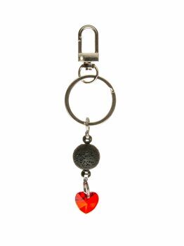 Брелок для ключей DARIFLY "Черный камень и красное сердце", с металлическим карабином