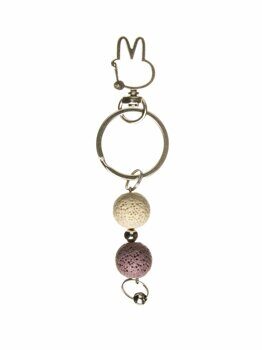 Брелок для ключей DARIFLY "С камнями, бежевый, фиолетовый", карабин кролик
