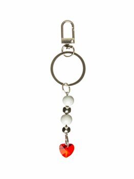 Брелок для ключей DARIFLY "Сердце стеклянное и бусинки", с металлическим карабином